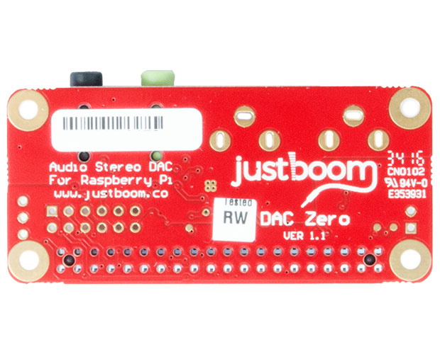 【販売終了】JustBoom DAC Zero pHAT for the Raspberry Pi Zero DACボード /JBM-004