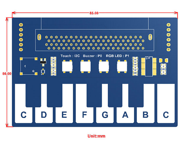 WAVESHARE Mini Piano Module for micro:bit, Touch Keys to Play Music micro:bit ミニピアノ モジュール